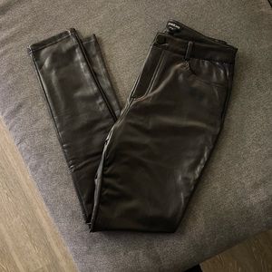 Black high waisted faux leather bebe pants